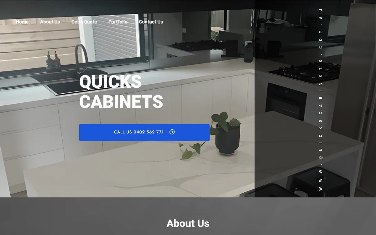 Quicks Cabinets website before the redesign, November 2025